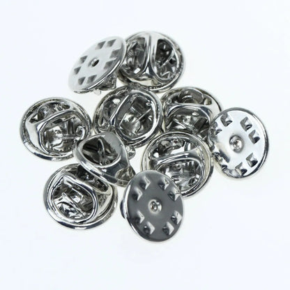 10 Pieces Metal Round Butterfly Pin Back