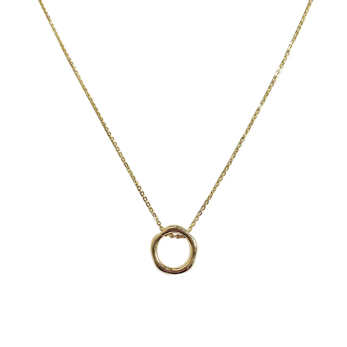 Simple Style Round Metal White Gold Plated Women'S Pendant Necklace