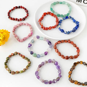 Simple Style Round Natural Stone Beaded Bracelets 1 Piece