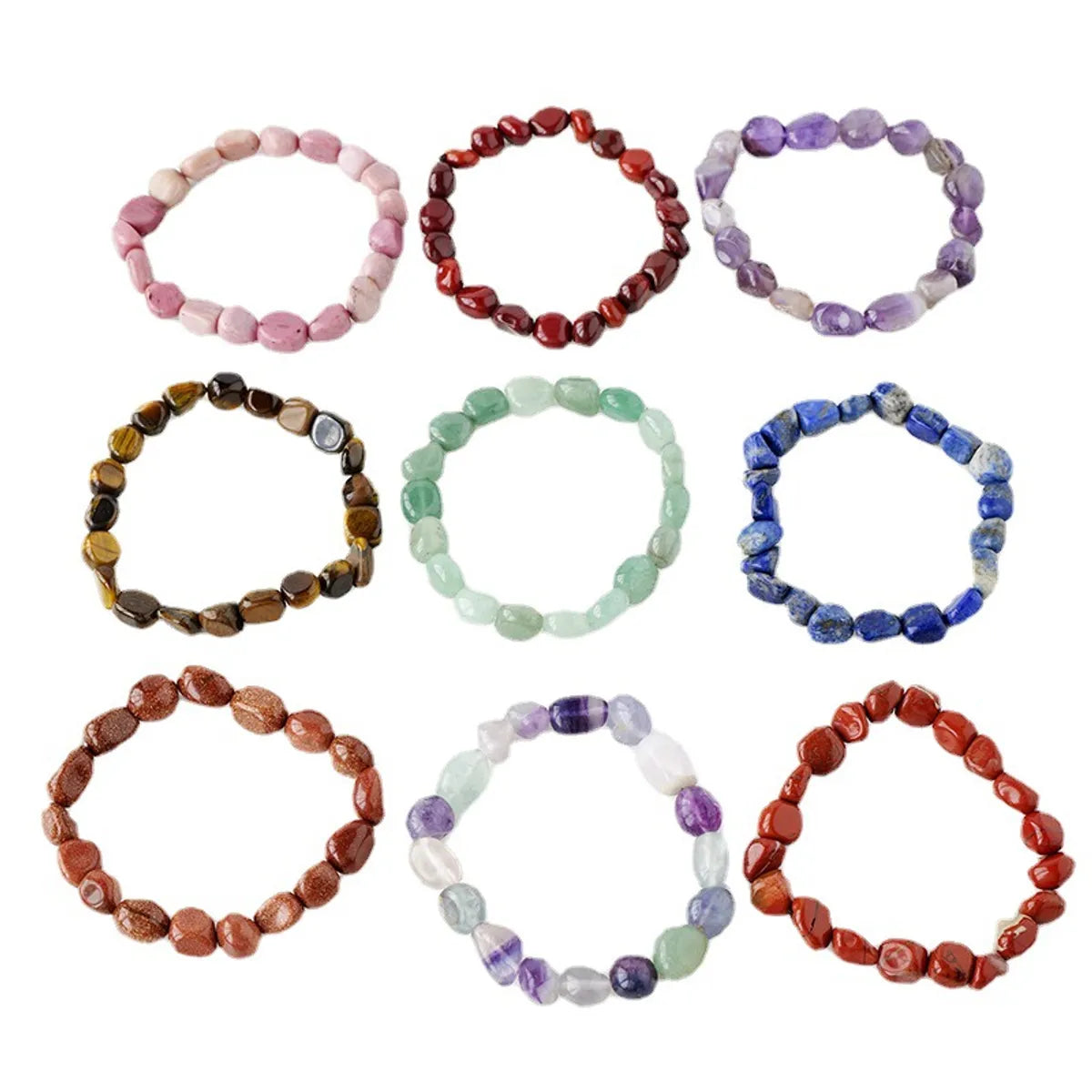 Simple Style Round Natural Stone Beaded Bracelets 1 Piece