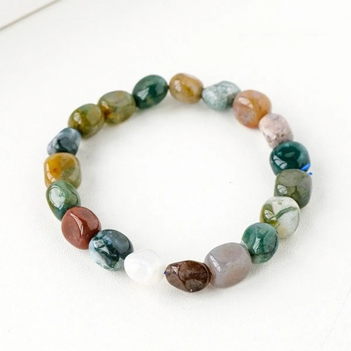 Simple Style Round Natural Stone Beaded Bracelets 1 Piece