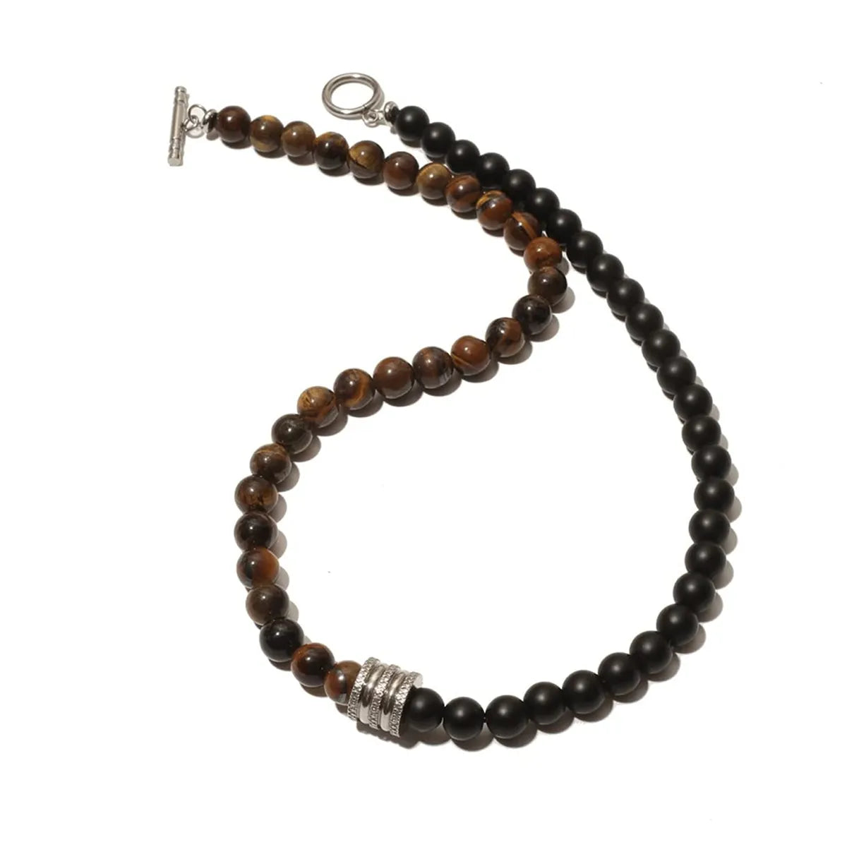 Simple Style Round Natural Stone Beaded Men'S Necklace