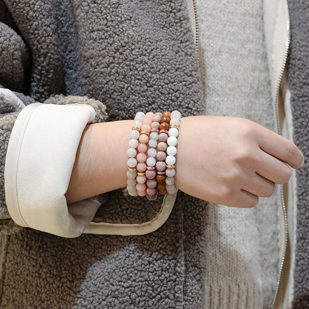 Simple Style Round Natural Stone Bracelets