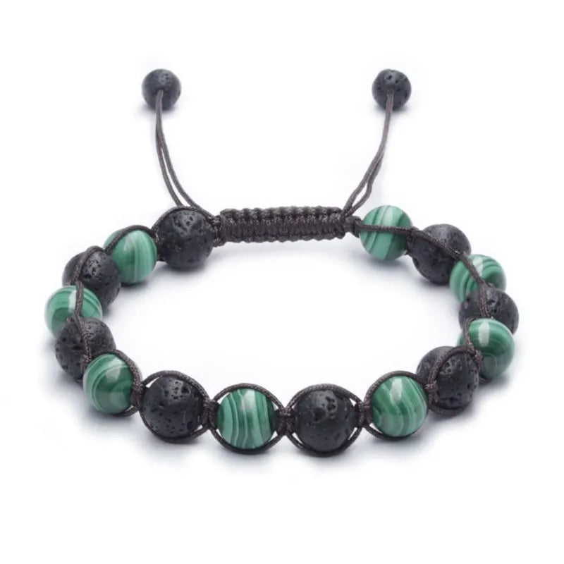 Simple Style Round Natural Stone Obsidian Beaded Women'S Bracelets