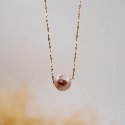 Simple Style Round Pearl Titanium Steel Necklace