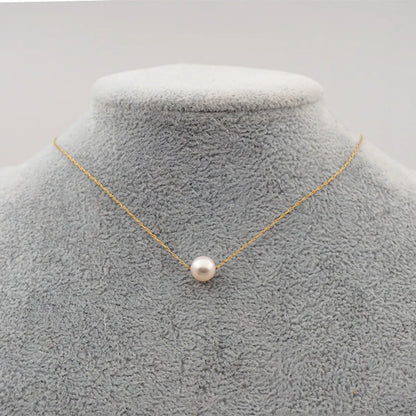 Simple Style Round Pearl Titanium Steel Necklace