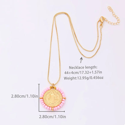 Simple Style Round Plastic Copper Polishing Plating 18k Gold Plated Women'S Pendant Necklace