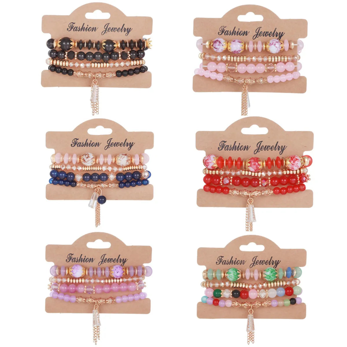 Simple Style Round Plastic Resin Beaded Women's Bracelets