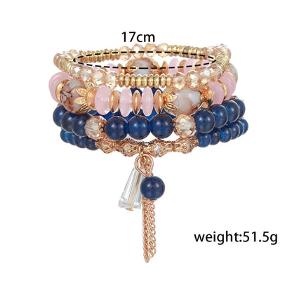 Simple Style Round Plastic Resin Beaded Women's Bracelets