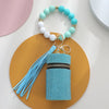 Simple Style Round Pu Leather Silica Gel Beaded Keychain