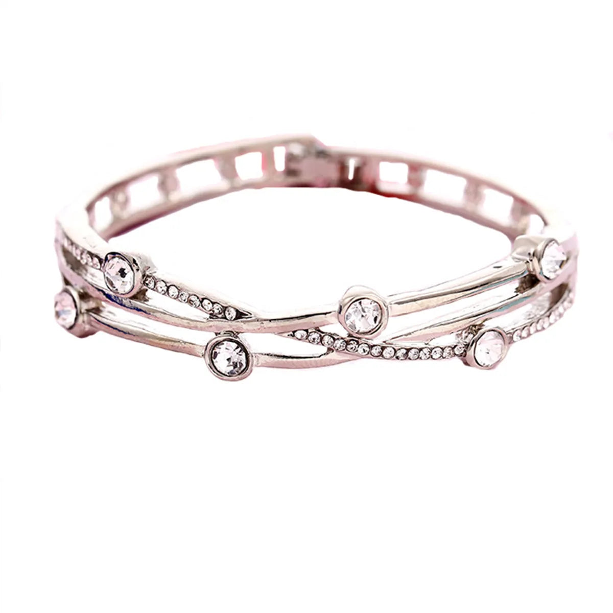 Simple Style Round Rhinestones Alloy Wholesale Bangle