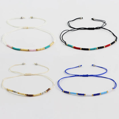 Simple Style Round Seed Bead Rope Wholesale Drawstring Bracelets