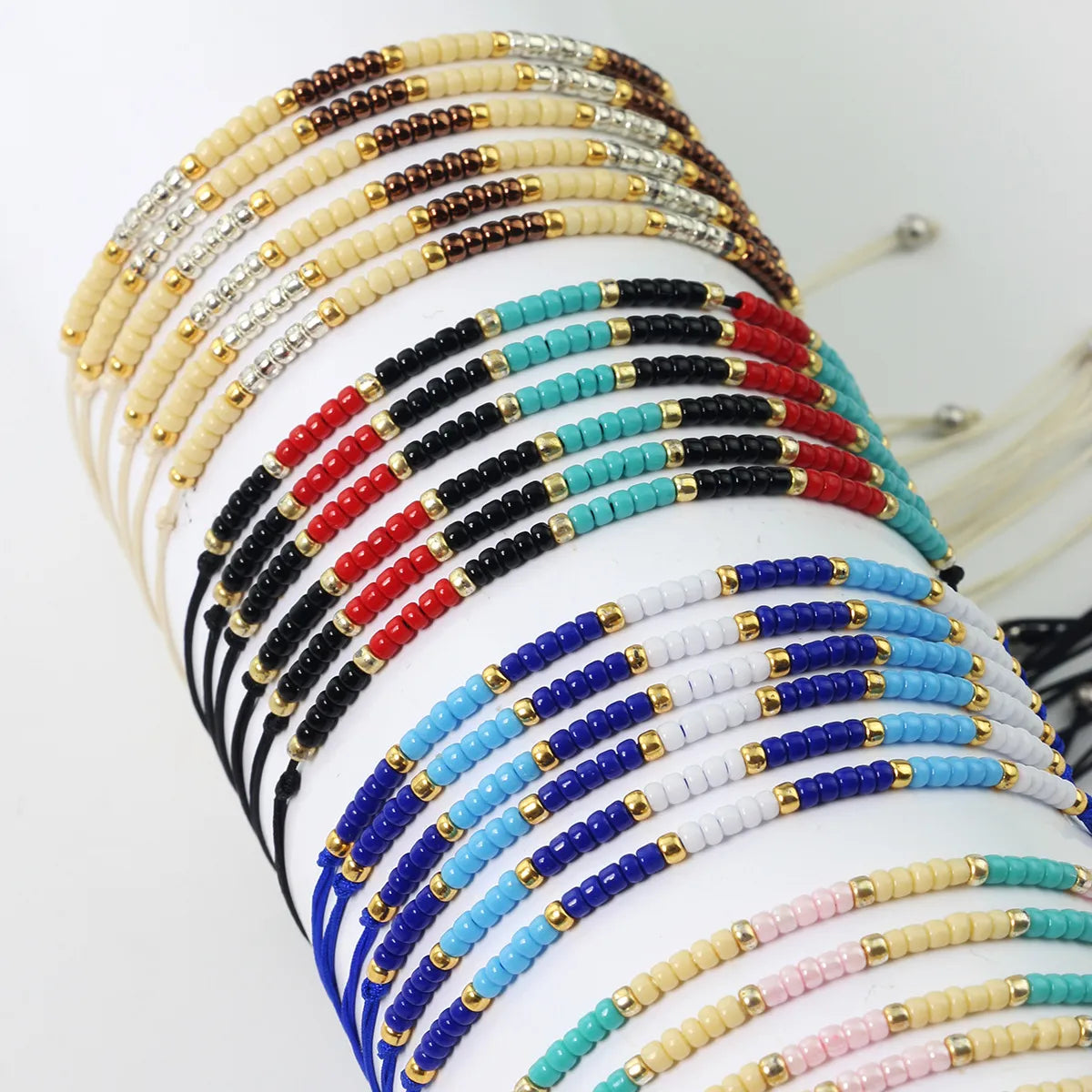 Simple Style Round Seed Bead Rope Wholesale Drawstring Bracelets