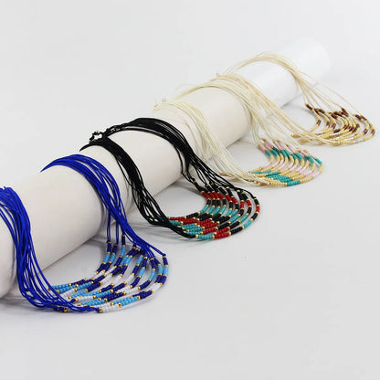 Simple Style Round Seed Bead Rope Wholesale Drawstring Bracelets