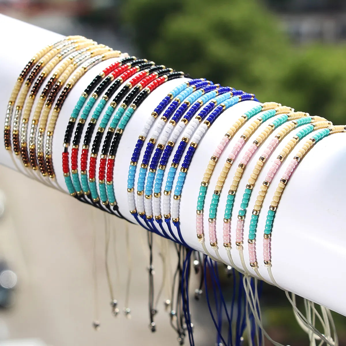 Simple Style Round Seed Bead Rope Wholesale Drawstring Bracelets