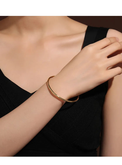 Simple Style Round Simple Lines Copper Bangle