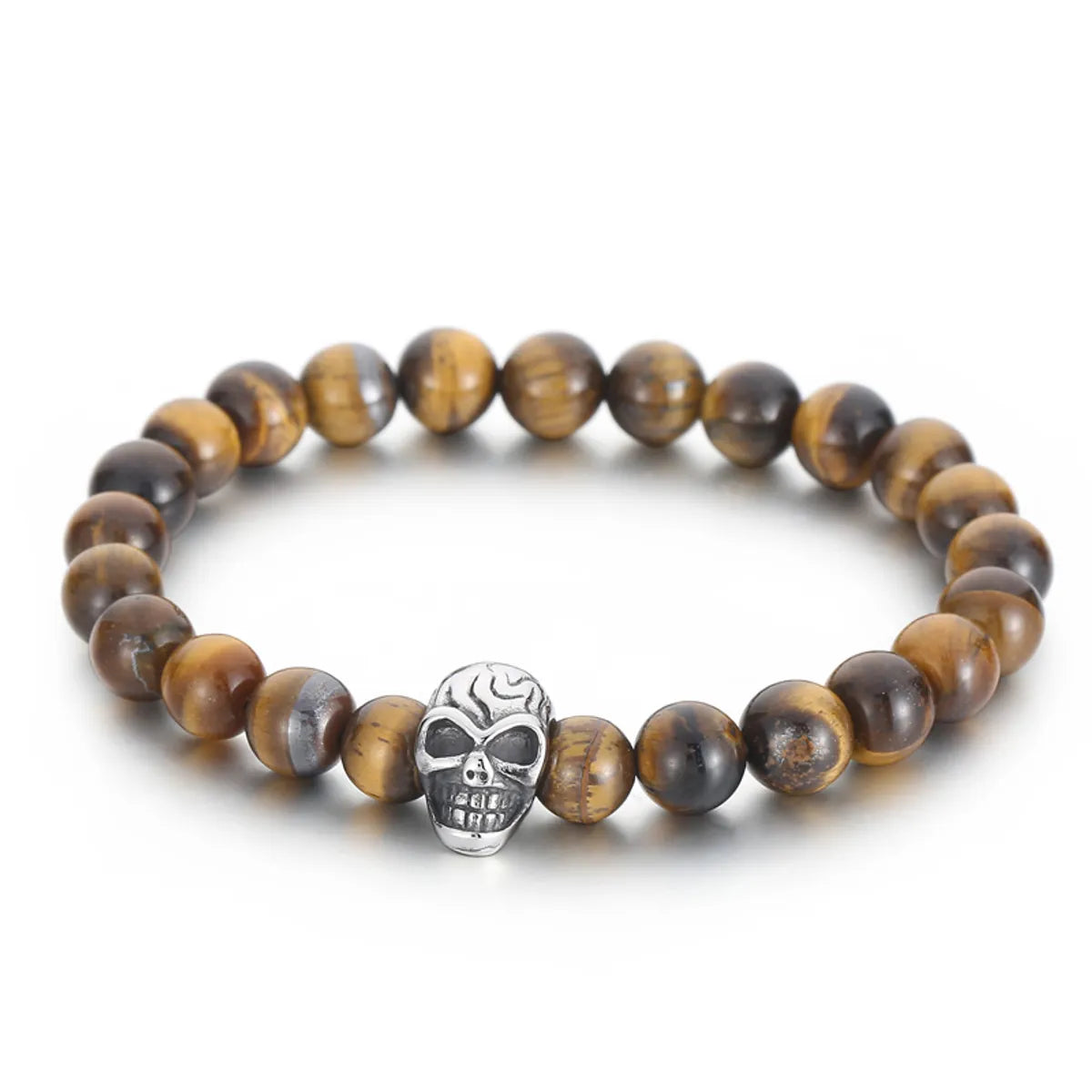 Simple Style Round Skull Stainless Steel Beaded Boy'S Bracelets