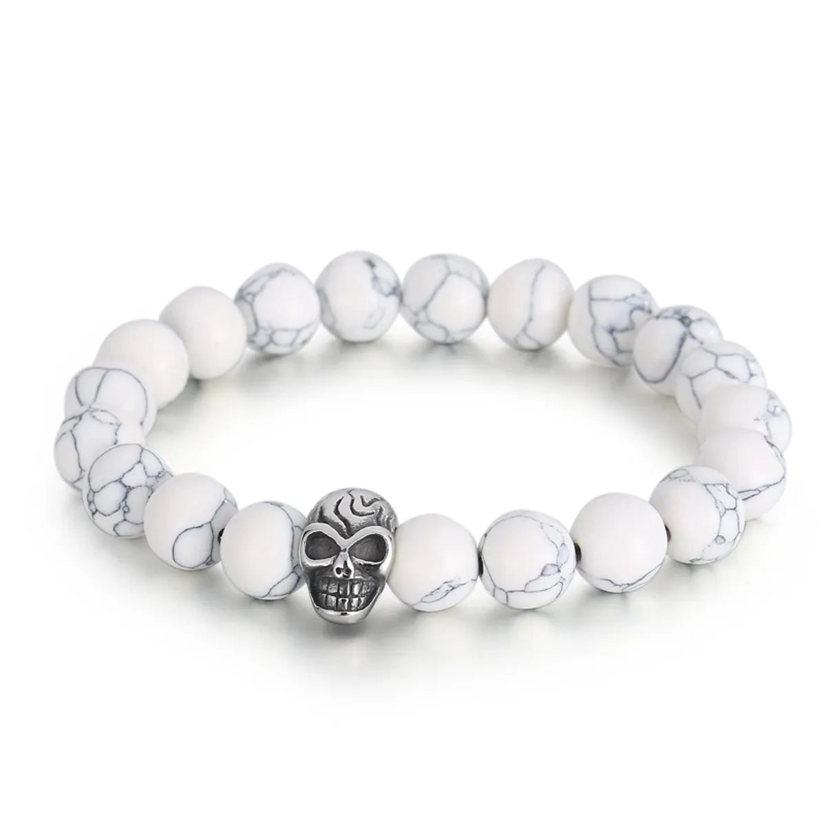 Simple Style Round Skull Stainless Steel Beaded Boy'S Bracelets