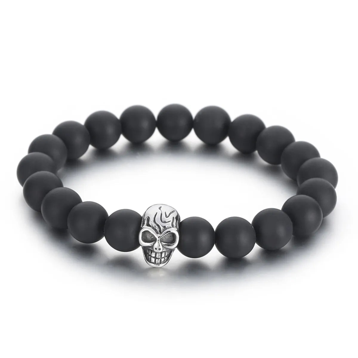 Simple Style Round Skull Stainless Steel Beaded Boy'S Bracelets