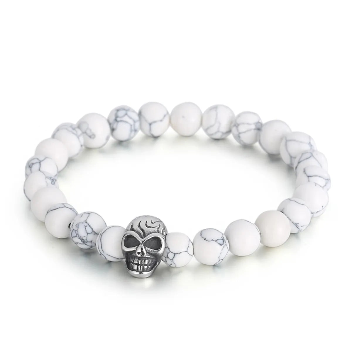 Simple Style Round Skull Stainless Steel Beaded Boy'S Bracelets