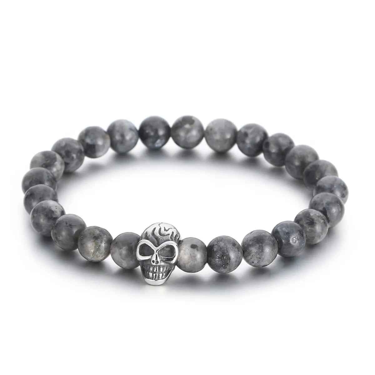 Simple Style Round Skull Stainless Steel Beaded Boy'S Bracelets