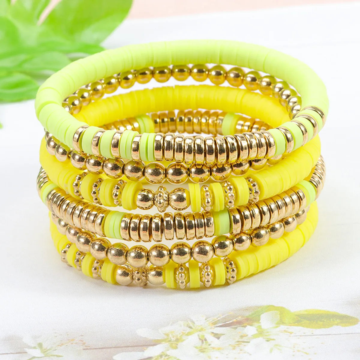 Simple Style Round Soft Clay Beaded Women's Bracelets