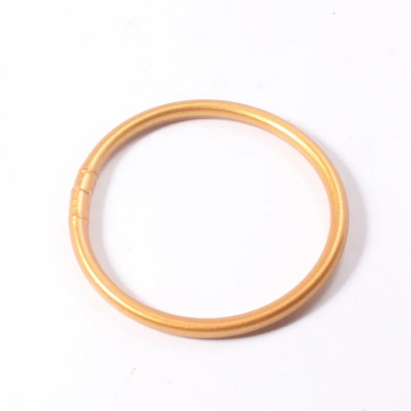 Simple Style Round Solid Color Silica Gel Women'S Buddhist Bangle