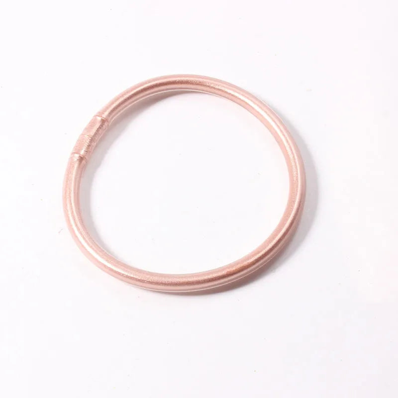 Simple Style Round Solid Color Silica Gel Women'S Buddhist Bangle