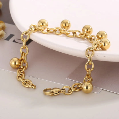 Simple Style Round Solid Color Stainless Steel 18K Gold Plated Bracelets In Bulk