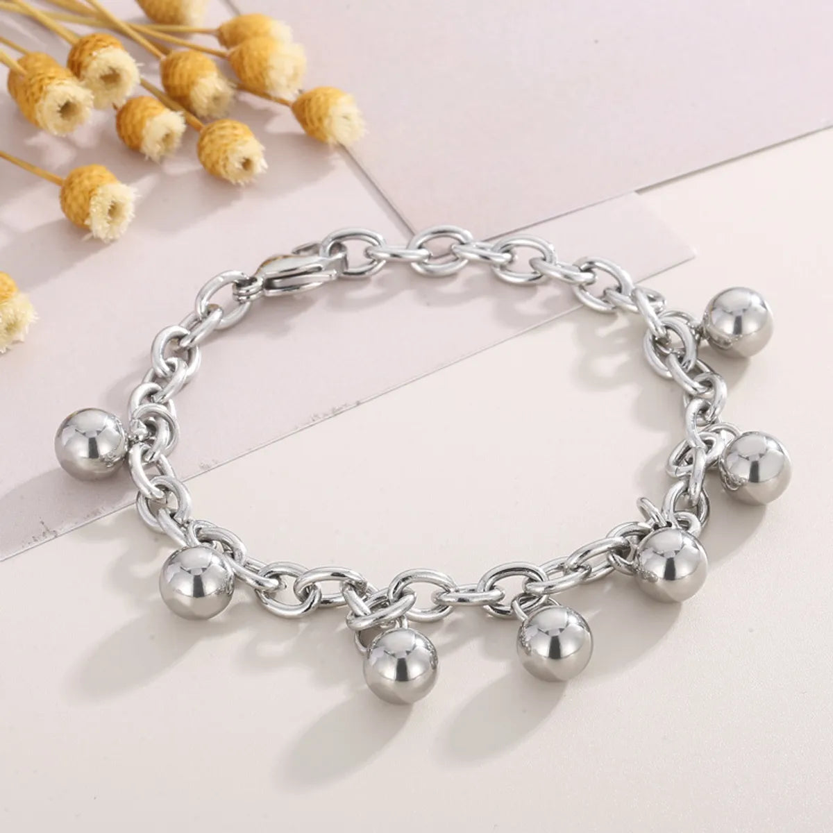 Simple Style Round Solid Color Stainless Steel 18K Gold Plated Bracelets In Bulk