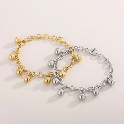 Simple Style Round Solid Color Stainless Steel 18K Gold Plated Bracelets In Bulk