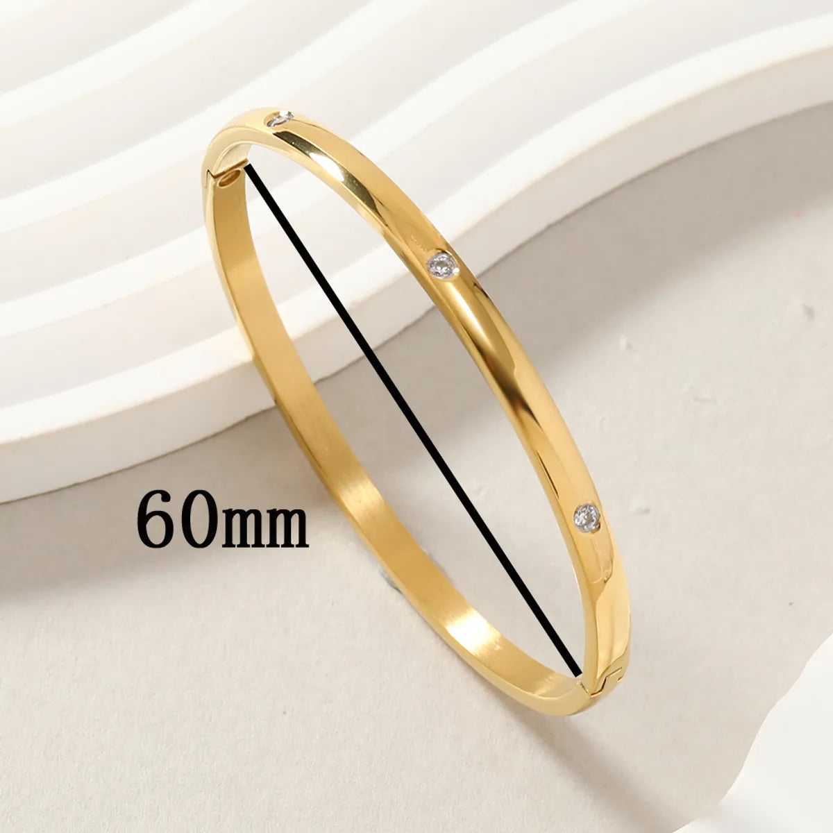 Simple Style Round Solid Color Titanium Steel Rhinestones Bangle In Bulk