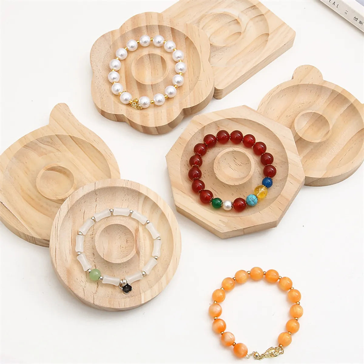 Simple Style Round Solid Wood Jewelry Display