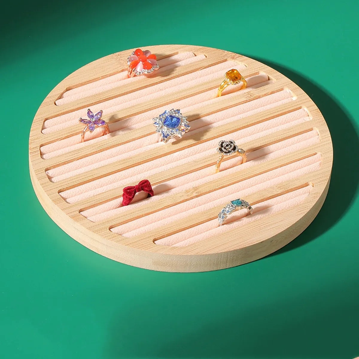 Simple Style Round Solid Wood Patchwork Jewelry Rack