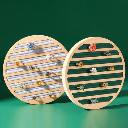 Simple Style Round Solid Wood Patchwork Jewelry Rack