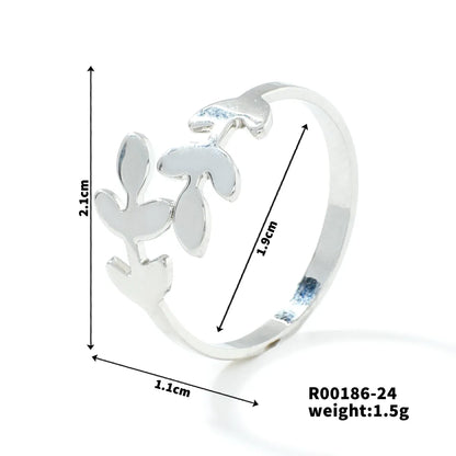 Copper Rhodium Plated Simple Style Plating Inlay Round Square Zircon Open Rings