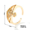 Copper Rhodium Plated Simple Style Plating Inlay Round Square Zircon Open Rings