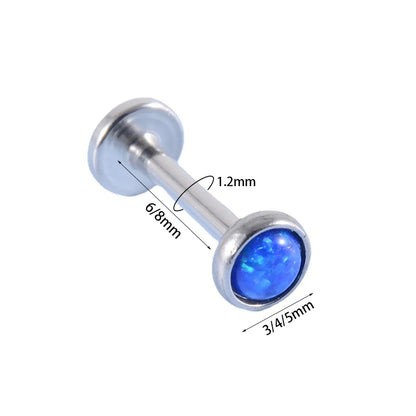 Simple Style Round Stainless Steel Artificial Gemstones Lip Stud Ear Studs In Bulk