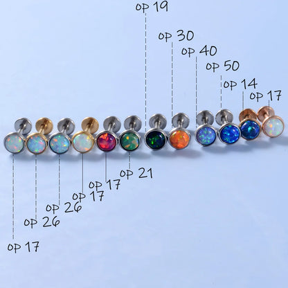 Simple Style Round Stainless Steel Artificial Gemstones Lip Stud Ear Studs In Bulk