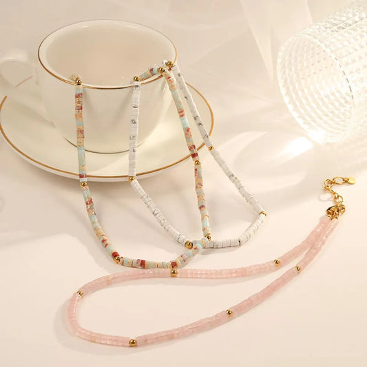 Simple Style Round Stainless Steel Beaded Plating Gold Plated Necklace