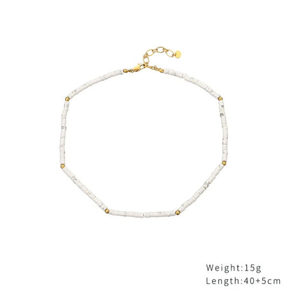 Simple Style Round Stainless Steel Beaded Plating Gold Plated Necklace