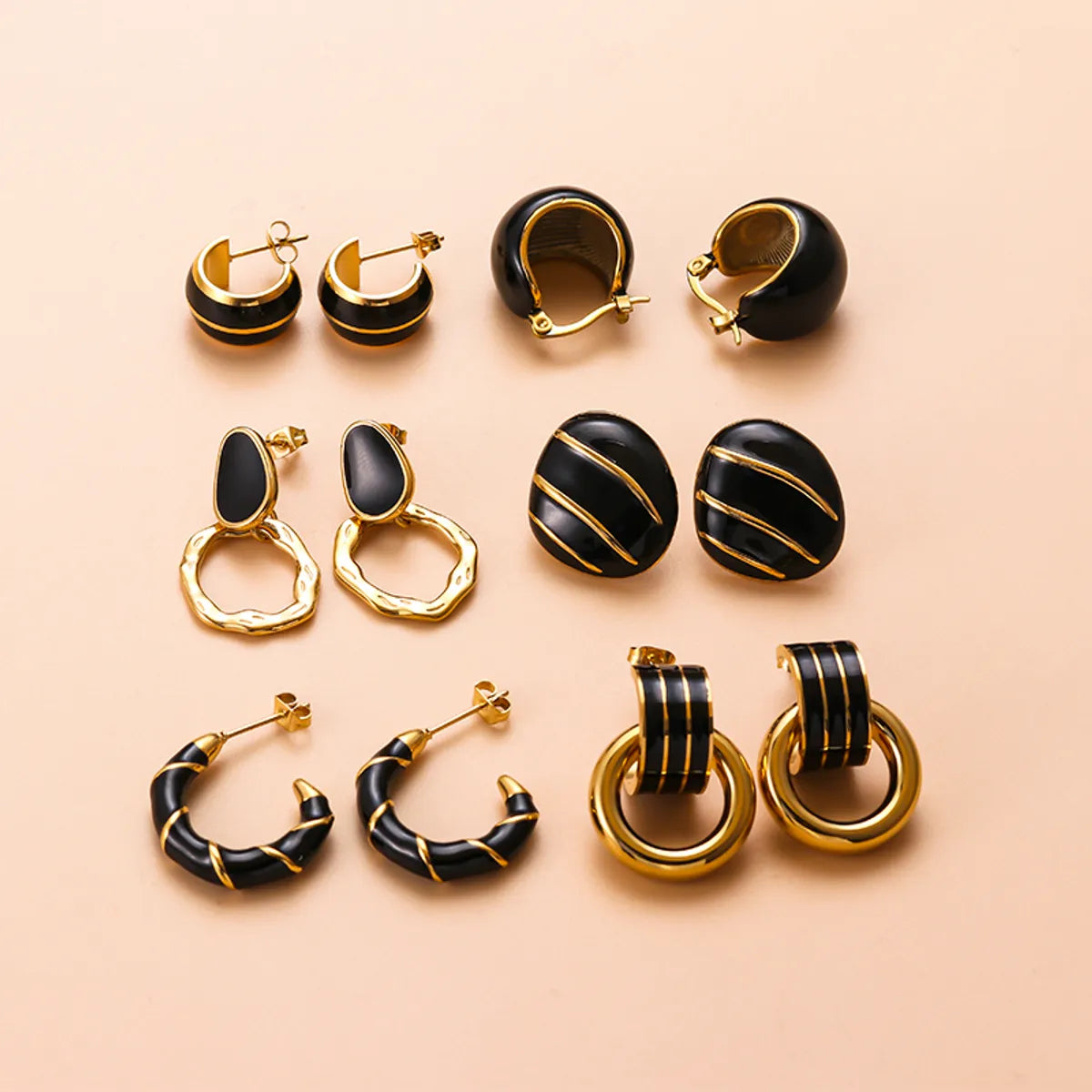 Simple Style Round Enamel Plating Stainless Steel 18k Gold Plated Earrings Ear Studs