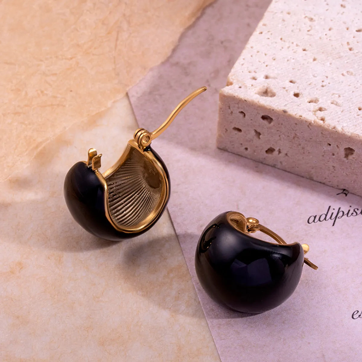 Simple Style Round Enamel Plating Stainless Steel 18k Gold Plated Earrings Ear Studs