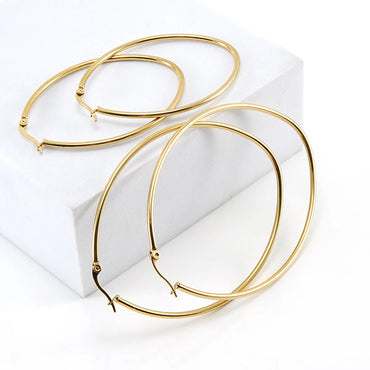 Simple Style Round Stainless Steel Hoop Earrings Plating Stainless Steel Earrings