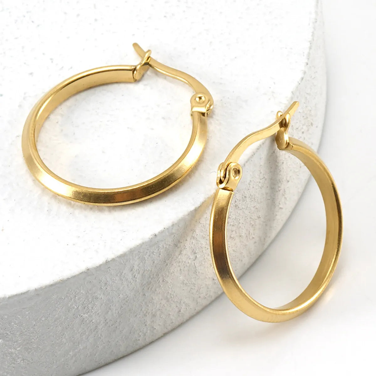 Simple Style Round Stainless Steel Hoop Earrings Plating Stainless Steel Earrings