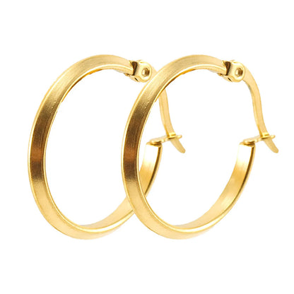 Simple Style Round Stainless Steel Hoop Earrings Plating Stainless Steel Earrings