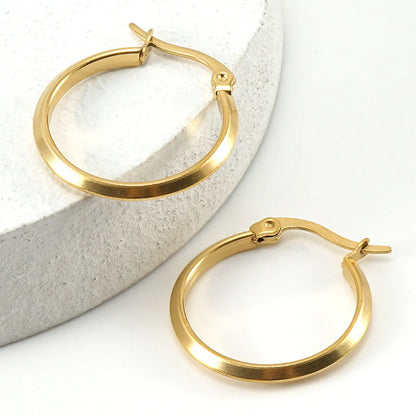 Simple Style Round Stainless Steel Hoop Earrings Plating Stainless Steel Earrings