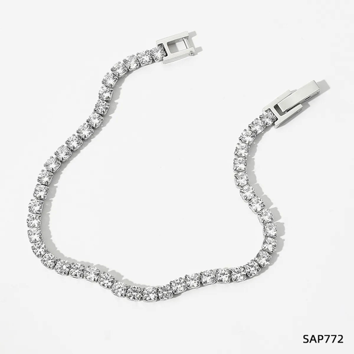 Simple Style Round 304 Stainless Steel 16K Gold Plated White Gold Plated Gold Plated Rhinestones Bracelets In Bulk