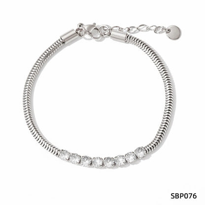 Simple Style Round 304 Stainless Steel 16K Gold Plated White Gold Plated Gold Plated Rhinestones Bracelets In Bulk