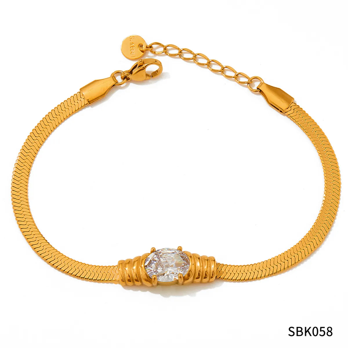 Simple Style Round 304 Stainless Steel 16K Gold Plated White Gold Plated Gold Plated Rhinestones Bracelets In Bulk